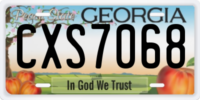 GA license plate CXS7068