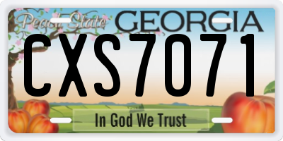 GA license plate CXS7071