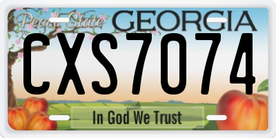 GA license plate CXS7074