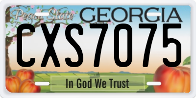 GA license plate CXS7075