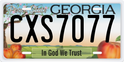 GA license plate CXS7077