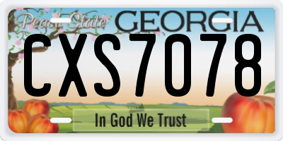 GA license plate CXS7078
