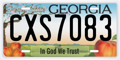 GA license plate CXS7083