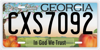 GA license plate CXS7092