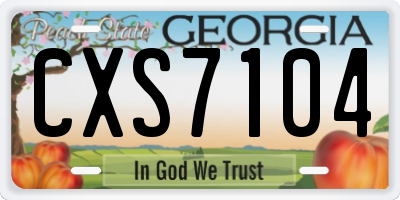 GA license plate CXS7104