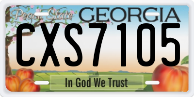 GA license plate CXS7105