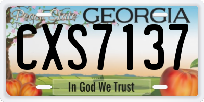 GA license plate CXS7137