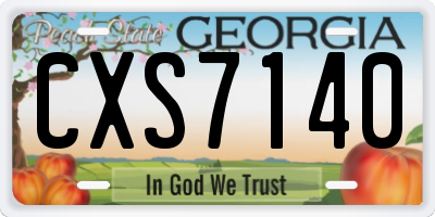 GA license plate CXS7140