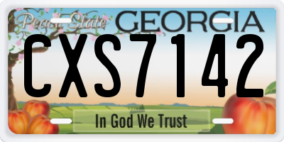 GA license plate CXS7142