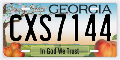 GA license plate CXS7144