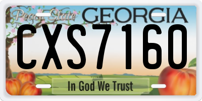 GA license plate CXS7160