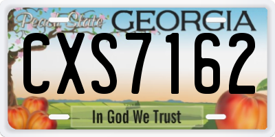 GA license plate CXS7162