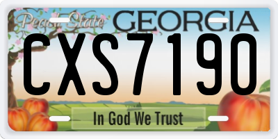 GA license plate CXS7190