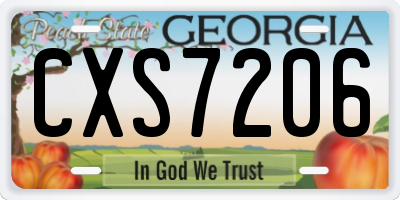 GA license plate CXS7206