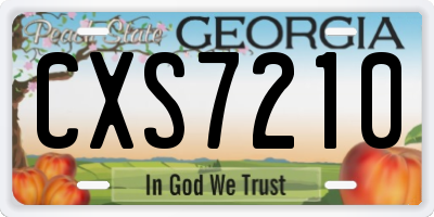 GA license plate CXS7210