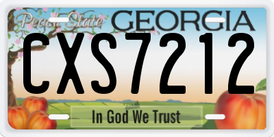 GA license plate CXS7212