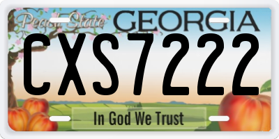 GA license plate CXS7222