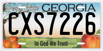 GA license plate CXS7226