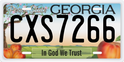 GA license plate CXS7266