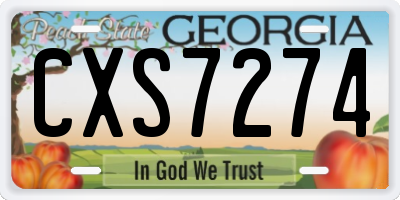 GA license plate CXS7274