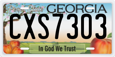 GA license plate CXS7303
