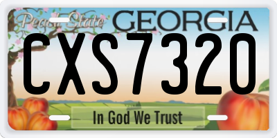 GA license plate CXS7320