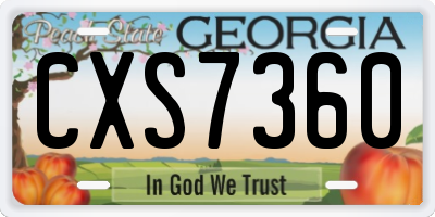 GA license plate CXS7360