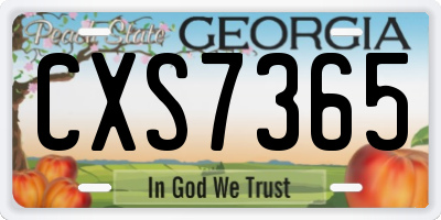GA license plate CXS7365