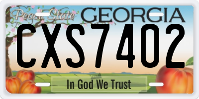 GA license plate CXS7402
