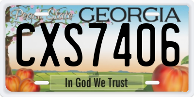 GA license plate CXS7406