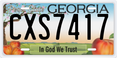GA license plate CXS7417