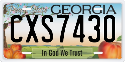 GA license plate CXS7430