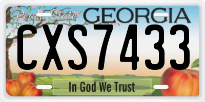 GA license plate CXS7433