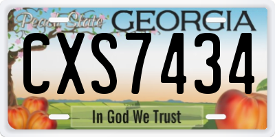 GA license plate CXS7434