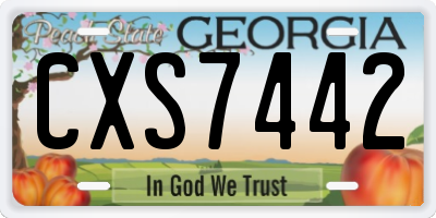 GA license plate CXS7442