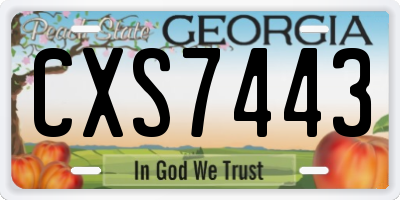 GA license plate CXS7443