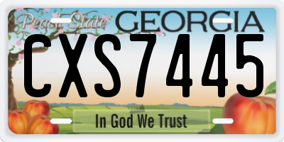 GA license plate CXS7445