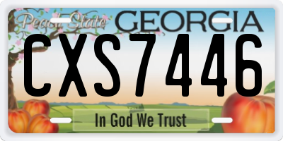 GA license plate CXS7446