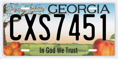 GA license plate CXS7451