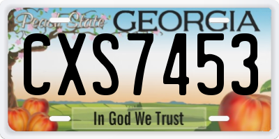 GA license plate CXS7453