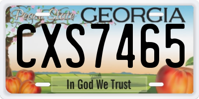 GA license plate CXS7465