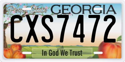 GA license plate CXS7472