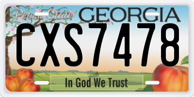 GA license plate CXS7478