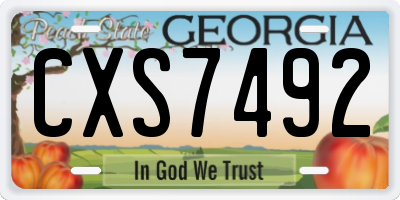 GA license plate CXS7492