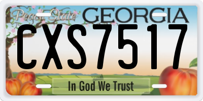 GA license plate CXS7517