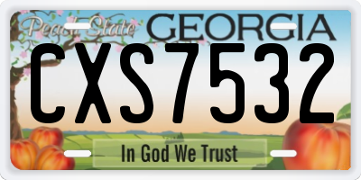 GA license plate CXS7532