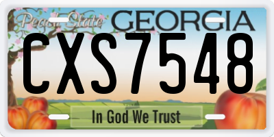 GA license plate CXS7548