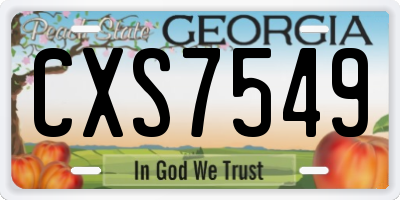 GA license plate CXS7549