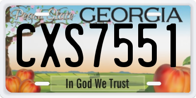 GA license plate CXS7551