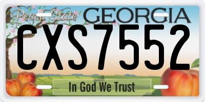 GA license plate CXS7552